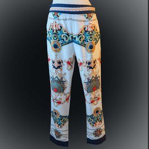 Luxurious Vintage Style Painted Print Runway Pants - Size XL